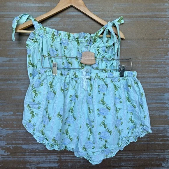 8 Oak Lane Magnolia Floral Pajamas Lounge Classic Preppy Lace Womens L/XL - Picture 3 of 8